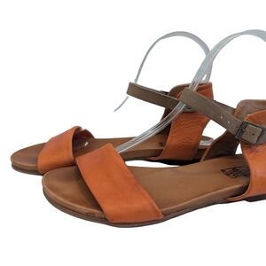 Miz Mooz Alanis Orange Butter Soft Leather Strap Sandals Size 7